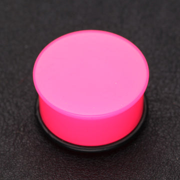 Detail View 1 of A Pair of Neon Colored UV Acrylic Single Flared Ear Gauge Plug-Pink